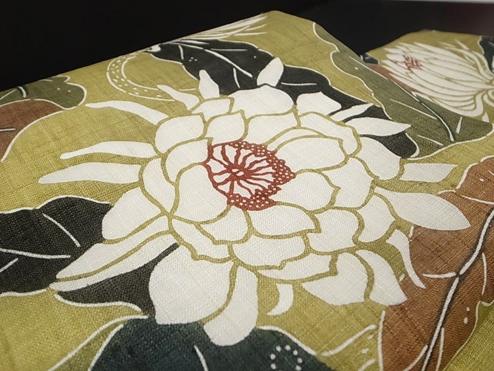 本麻夏帯　栗山吉三郎作　仕立て上がり名古屋帯 夏 名古屋帯 仕立て上がり 本大麻帯 和染紅型 栗山吉三郎 本麻 染帯