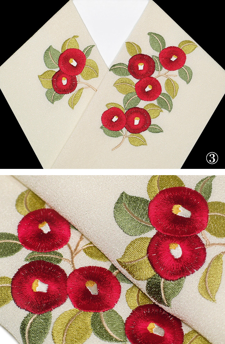 半襟 刺繍 半衿 竹久夢二 伊香保記念館監修 ちりめん 椿 大正ロマン