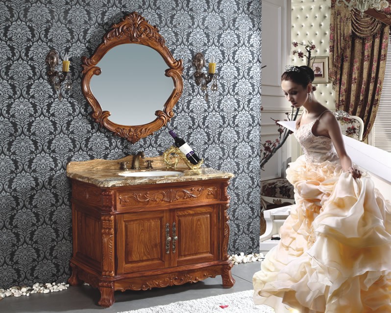 ロココ家具調・高級洗面化粧台（幅：1000mm）　dok-d6001
