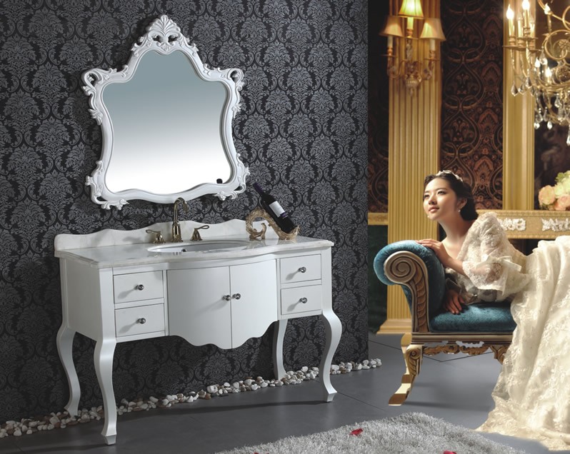 ロココ家具調・高級洗面化粧台（幅：1250mm）　dok-d6039