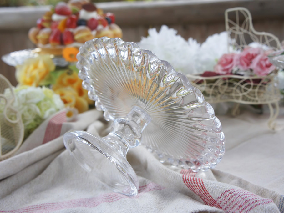 DULTON（ダルトン） 180 プリーツ ケーキ スタンド フリル ガラス