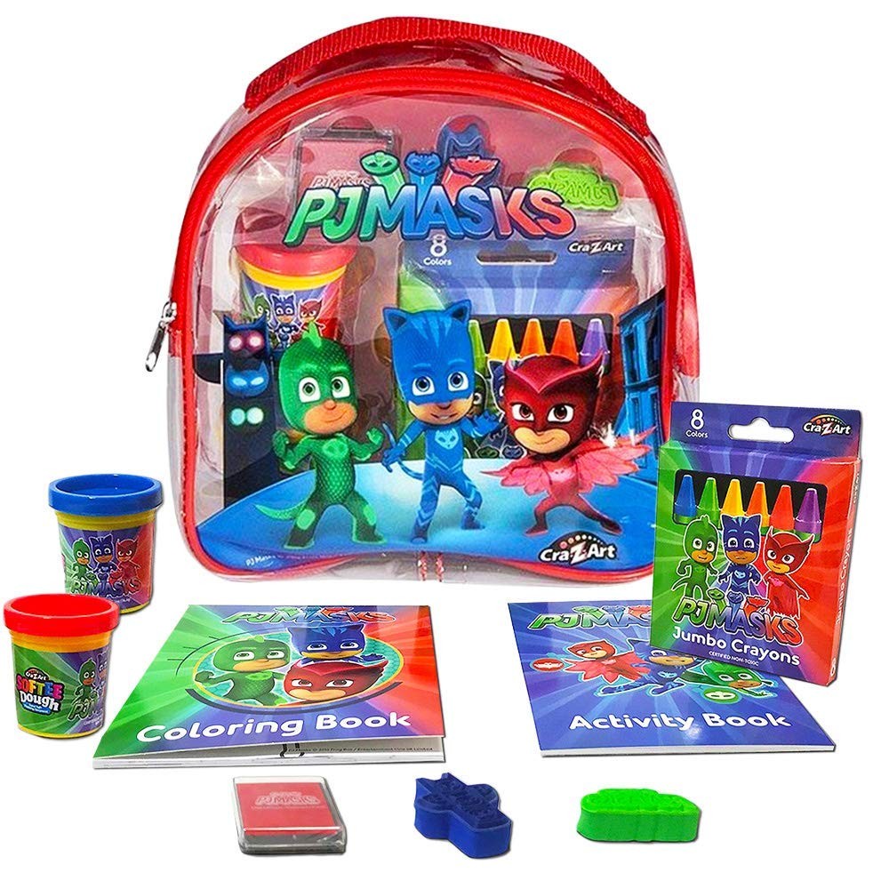 Pj Masks パジャマスクリュックサック 新色追加 Coloring And Activity Backpack アートセット ぬりえ 23cm 文房具 スタンプ クレヨン ペン