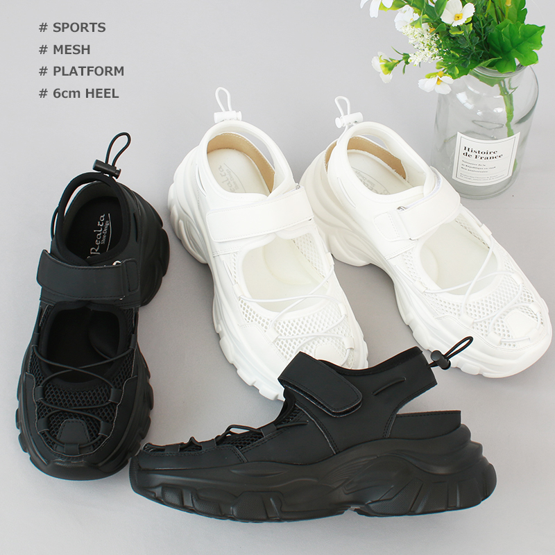 ビジュー装飾スポーツサンダル厚底 Shoes in Closet サンダル 軽量厚底 スタイルアップソール
