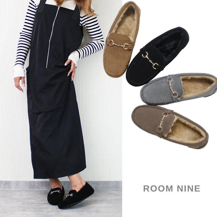 【爆買】柔らか 軽量 ビット ファーモカシン レディース カジュアル 歩きやすい あったか 幅広 le-2048