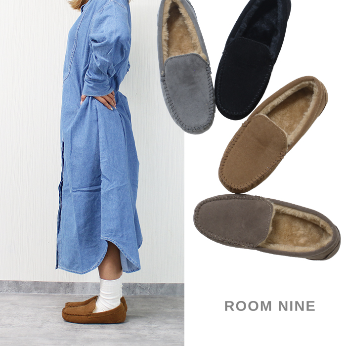 【爆買】柔らか 軽量 プレーン ファー モカシン シューズ レディース ぺたんこ 歩きやすい le-2049