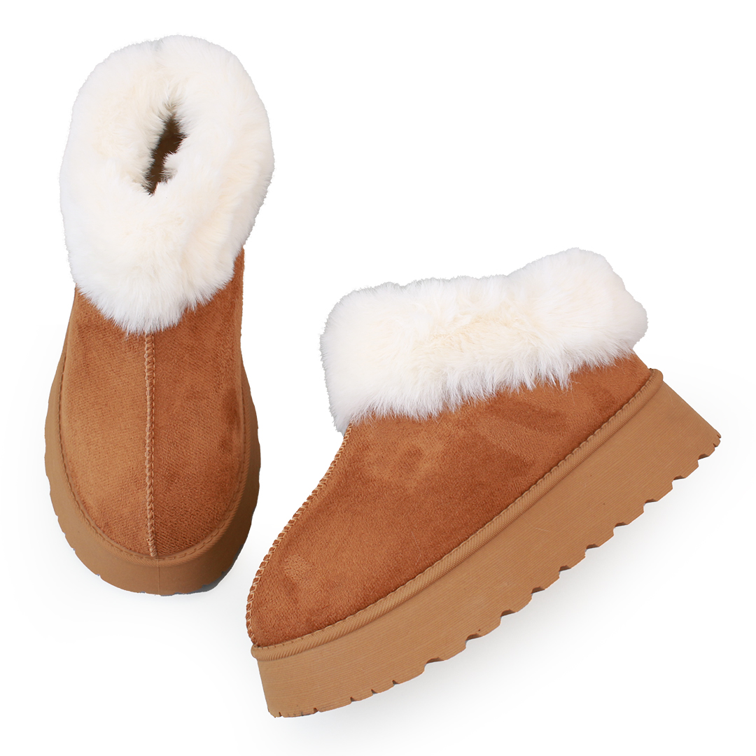 爆買】ボリュームファー 厚底ソール アンクル ショート ムートンブーツ