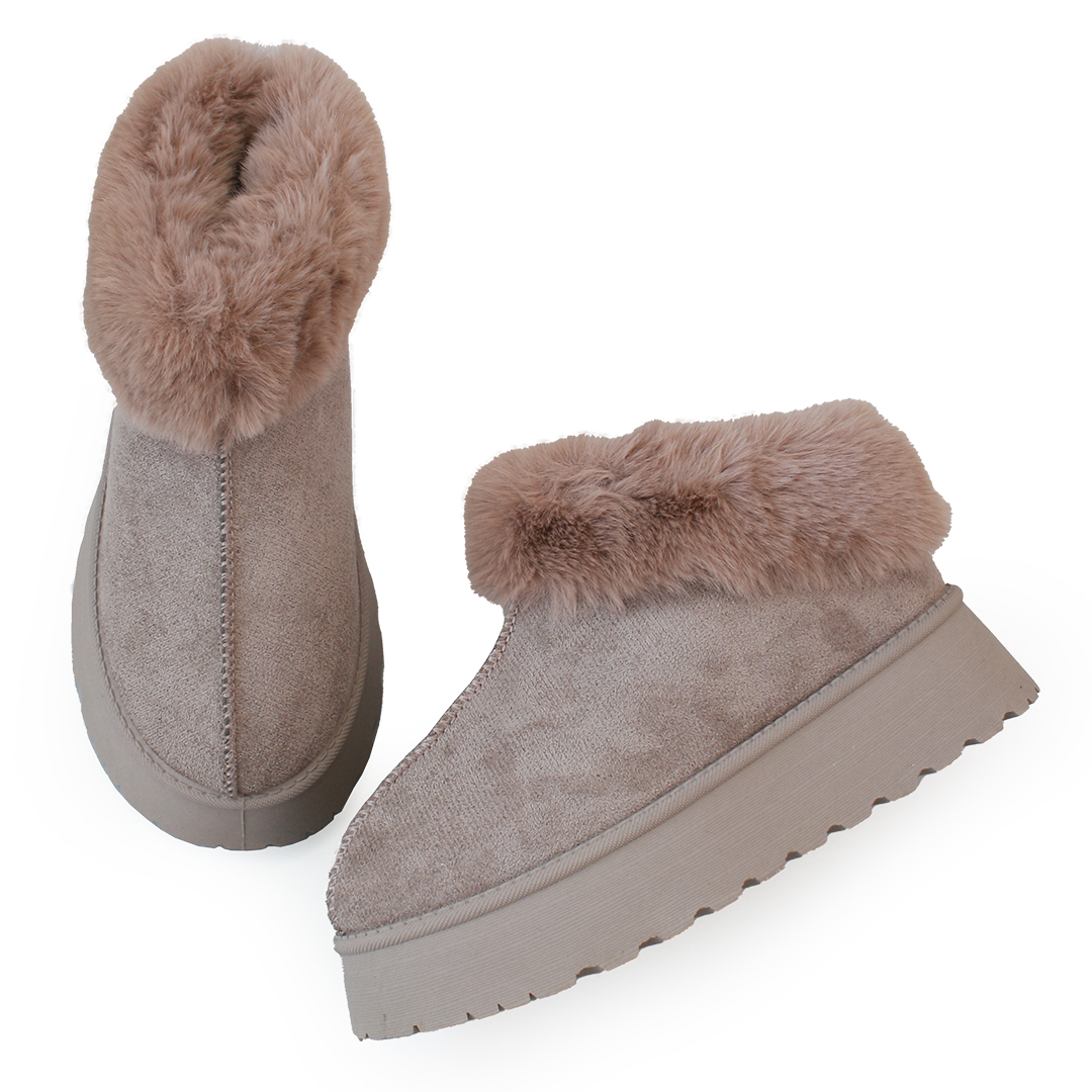 爆買】ボリュームファー 厚底ソール アンクル ショート ムートンブーツ