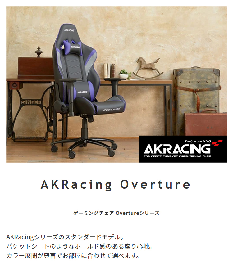 AKレーシング ゲーミングチェア 昇降調整機能付きアームレスト 180