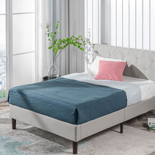 フレームのみ】ZINUS Shalini 布張り すのこ ベッドフレーム ヘッド