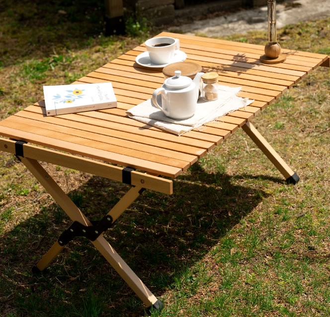 ガーデンテーブル 庭 キャンプ 天然木ビーチ材 木製 DO・350 幅90×60