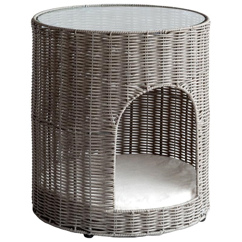 キャットハウス サイドテーブル ガラス天板 クッション付き 猫ちぐら