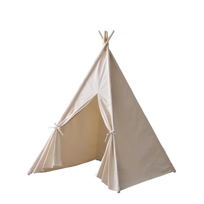室内 小型テント ティピーテント 折りたたみ 幅150cm アイボリー 天然木 コットン おうちキャンプ ディスプレイ 子供部屋 ペットハウス おしゃれ｜roomel｜02