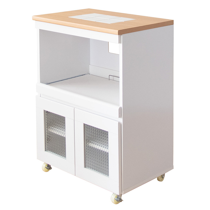 宮武製作所 食器棚 レンジ台 おしゃれ 北欧 耐熱タイル天板 スライド