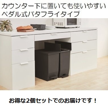 ゴミ箱 20L 20リットル 2個セット ペダル式 両開き おしゃれ ホワイト