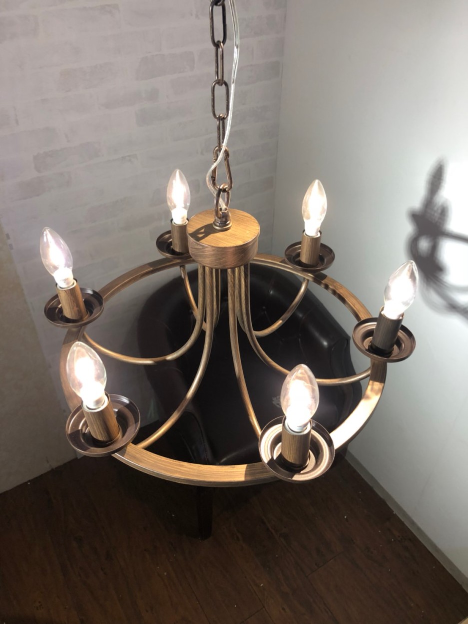 シャンデリア 6灯 サークルシャンデリア アイアン ブラウン ブロンズ