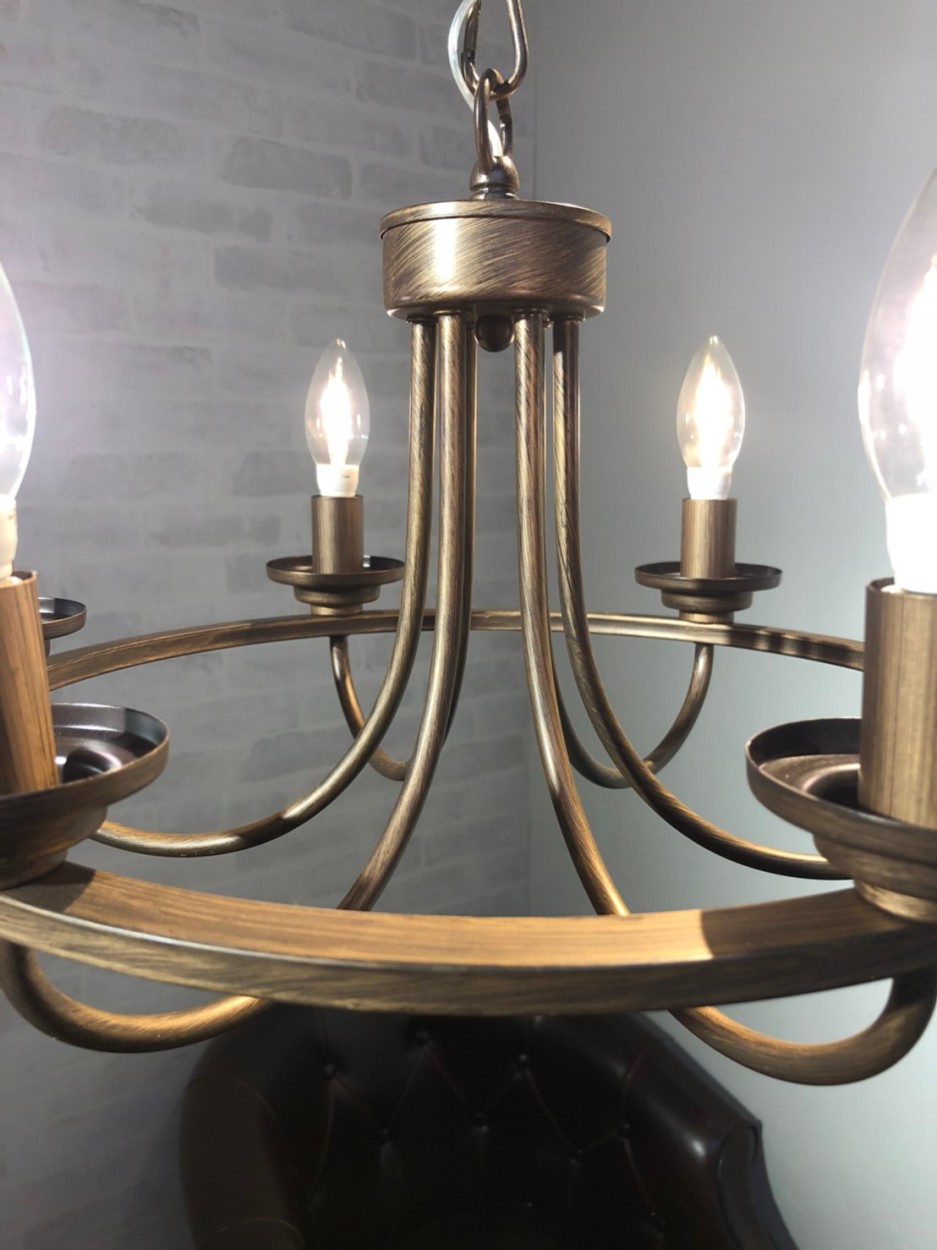 シャンデリア 6灯 サークルシャンデリア アイアン ブラウン ブロンズ