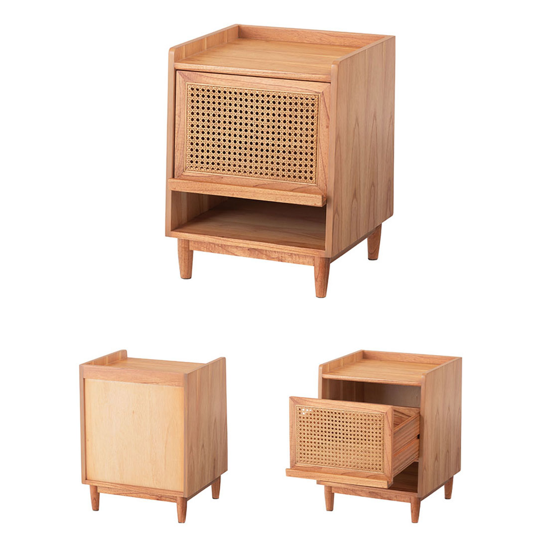 ナイトテーブル サイドテーブル ドレッサー 天然木 木製 ラタン 籐