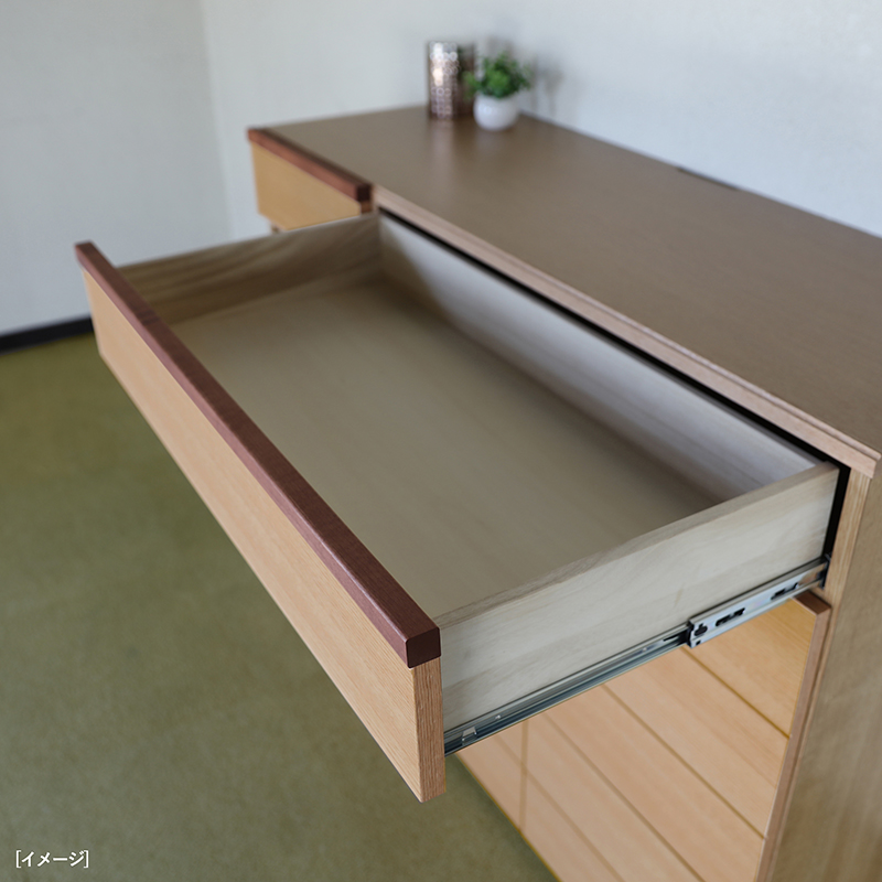 キッチンカウンター 180cm幅 タイプA オーク突板ナチュラル 国産 日本製 レンジ台 引き出し キッチン収納 BYの画像