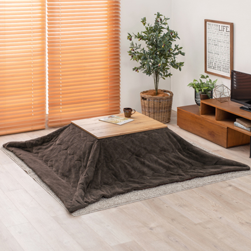 こたつテーブル+こたつ布団 2点セット 幅75×奥行60cm グレー色 ふとん 保温機能付 無垢材調 ナチュラル天板 カート-ピケの画像