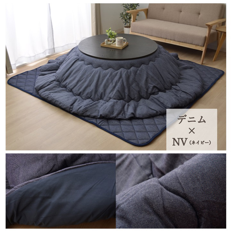 丸い こたつ布団 掛布団 厚掛け 単品 直径 205 cm (丸型) デニム グレー/全10タイプ 先染め綿素材 コタツ布団 DAN 団 【90cm用】