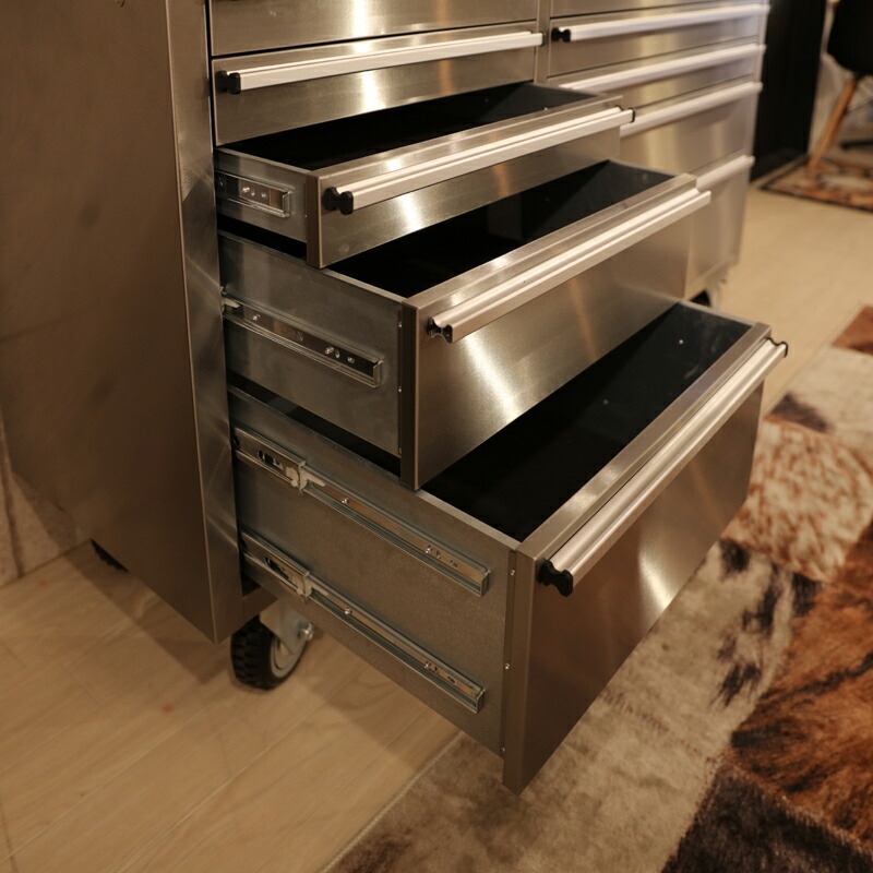 送料込み　ステンレス スライドドア収納キャビネット 楽天市場】ツールキャビネット ステンレス ツールワゴン 7段 SUS430