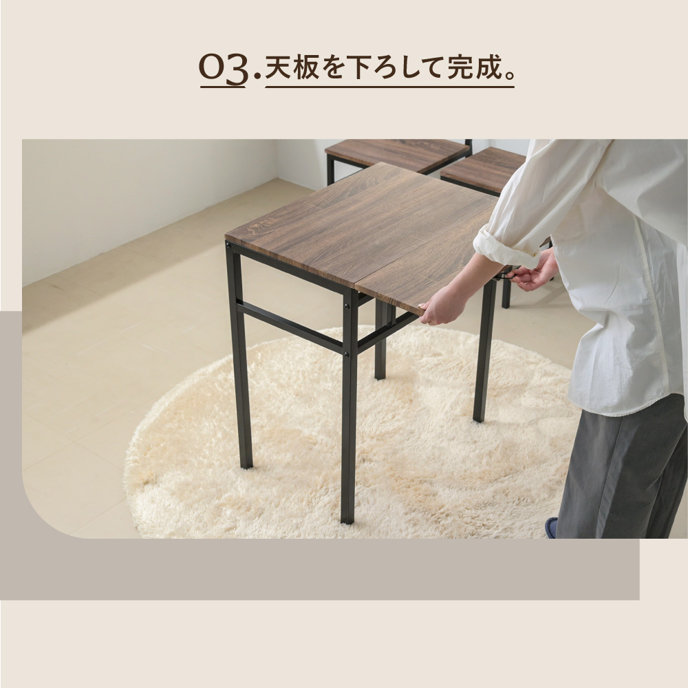 ダイニング3点セット 2人 折りたたみ 椅子2脚付き バタフライテーブル