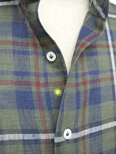 giannetto /让网络/亚麻布衬衫/ vinci fit /绿色/ gia 300602检查