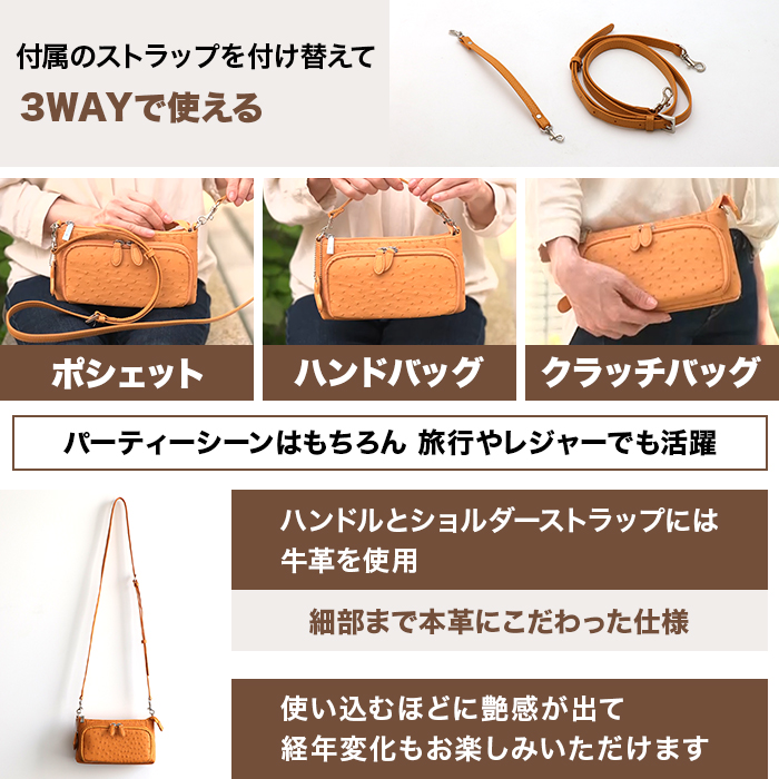 サイゼン 決算企画 オーストリッチ3WAYお財布ポシェット じゅん散歩