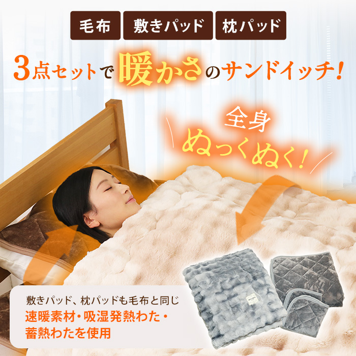 西川(nishikawa) 速暖寝具ホッとねるプレミアム 3点セット セミダブル
