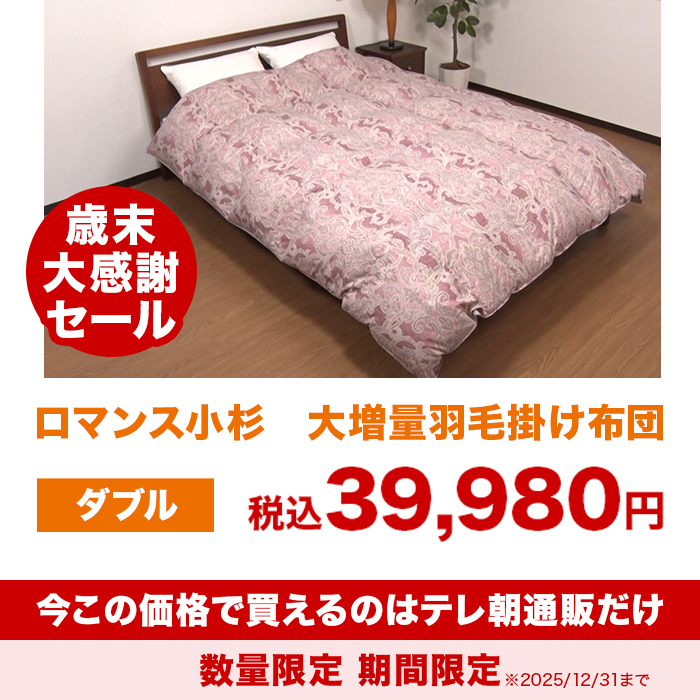 ロマンス小杉 大増量羽毛掛け布団 ダブル じゅん散歩 テレビ朝日