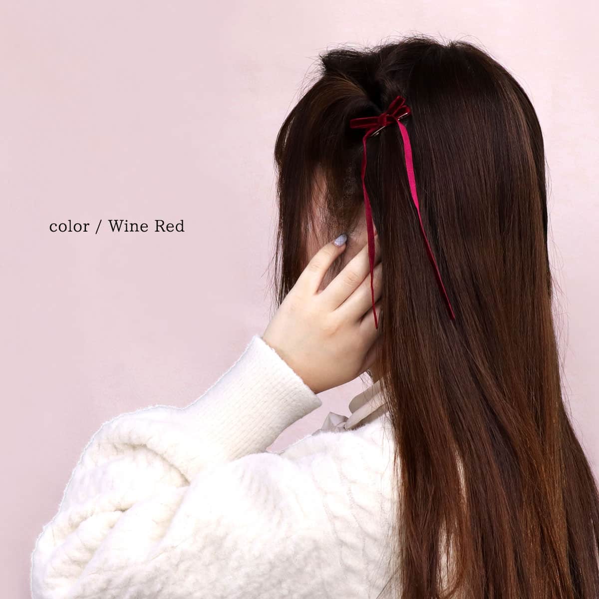 ROQUE（ロキ） ナロー ベルベット リボン ヘアクリップ ヘア