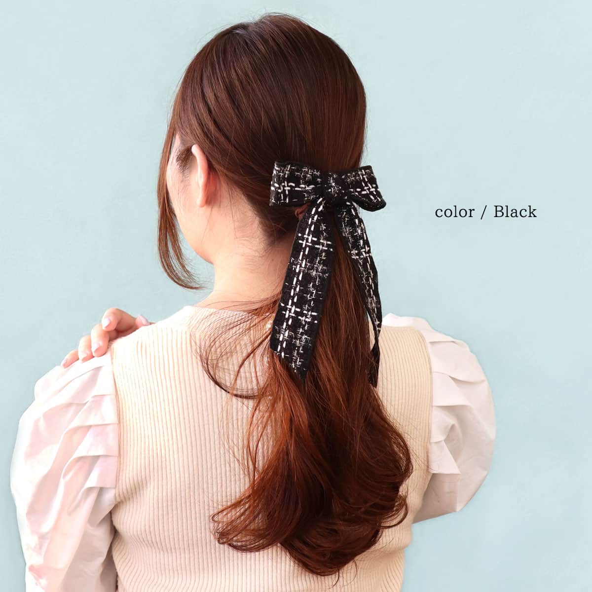 ROQUE（ロキ） ツイード リボン バレッタ ヘアクリップ ヘア