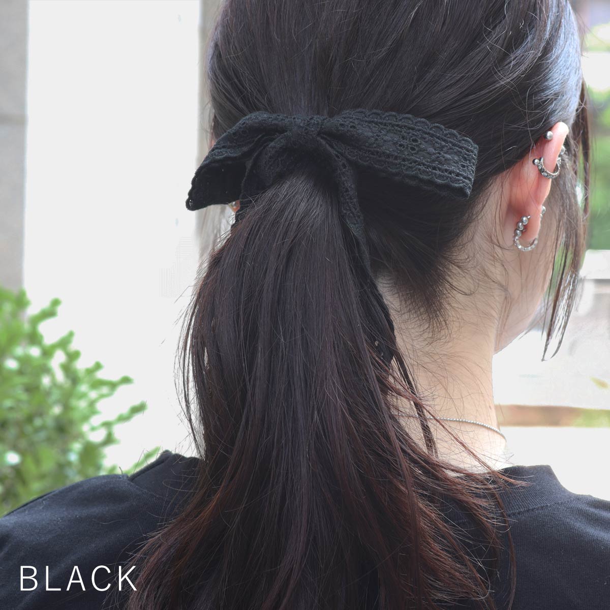 ROQUE（ロキ） レース リボン ポニーフック ヘアアクセサリー ヘアカフ