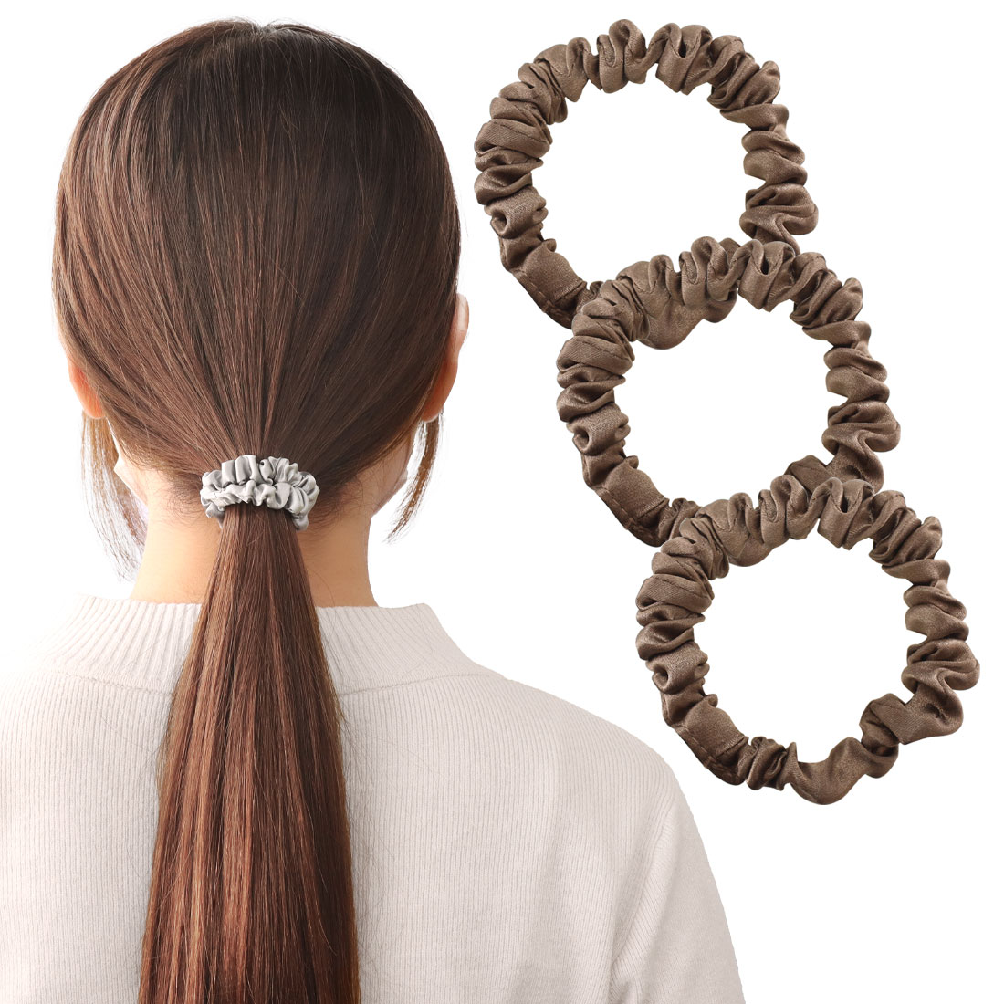 ROQUE（ロキ） (3本セット)シルク シュシュ ヘアゴム シルク100％ 絹