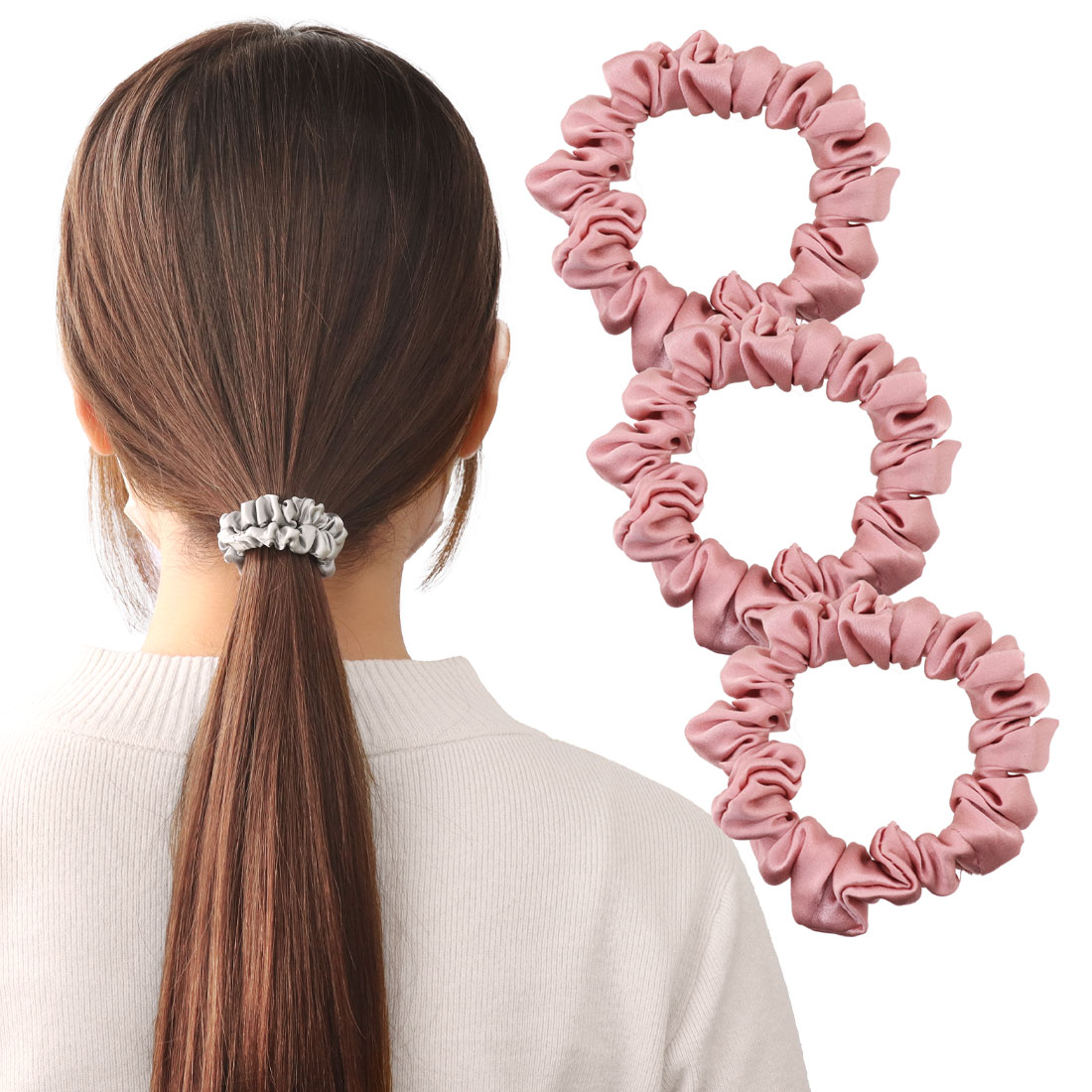 ROQUE（ロキ） (3本セット)シルク シュシュ ヘアゴム シルク100％ 絹