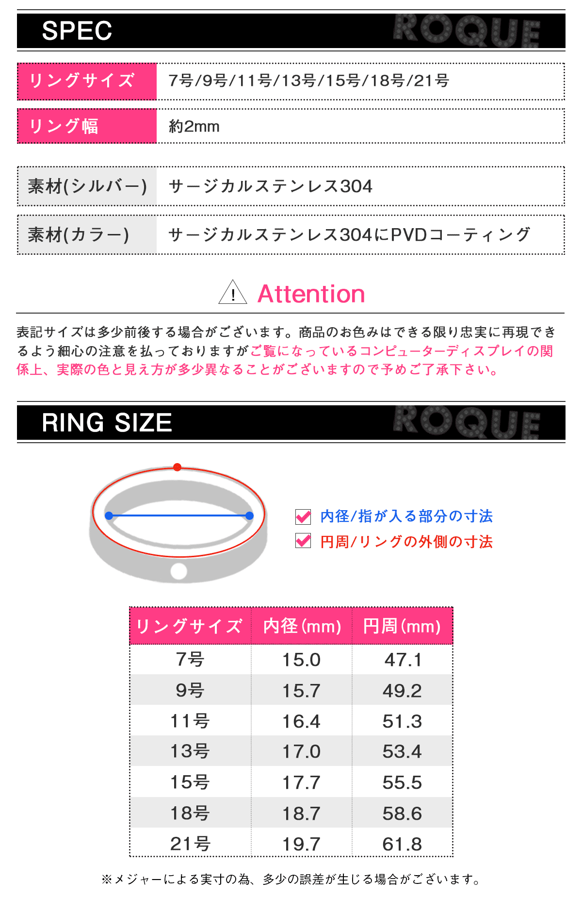 ステンレスリング 平甲丸 リング 指輪(1個売り)(オマケ革命)