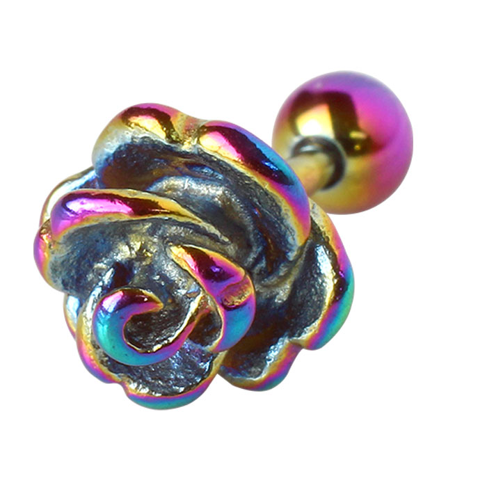 ROQUE（ロキ） ボディピアス 16G 14G リアルローズストレートバーベル