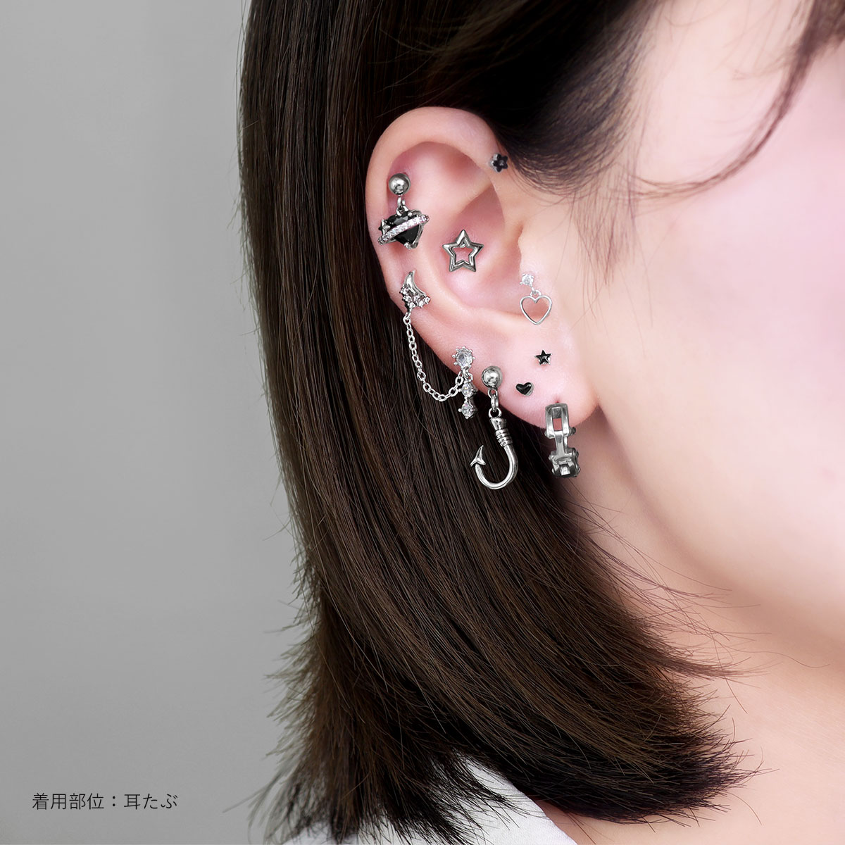 ROQUE（ロキ） ピアス 18G シルバー ミニチェーン フープピアス