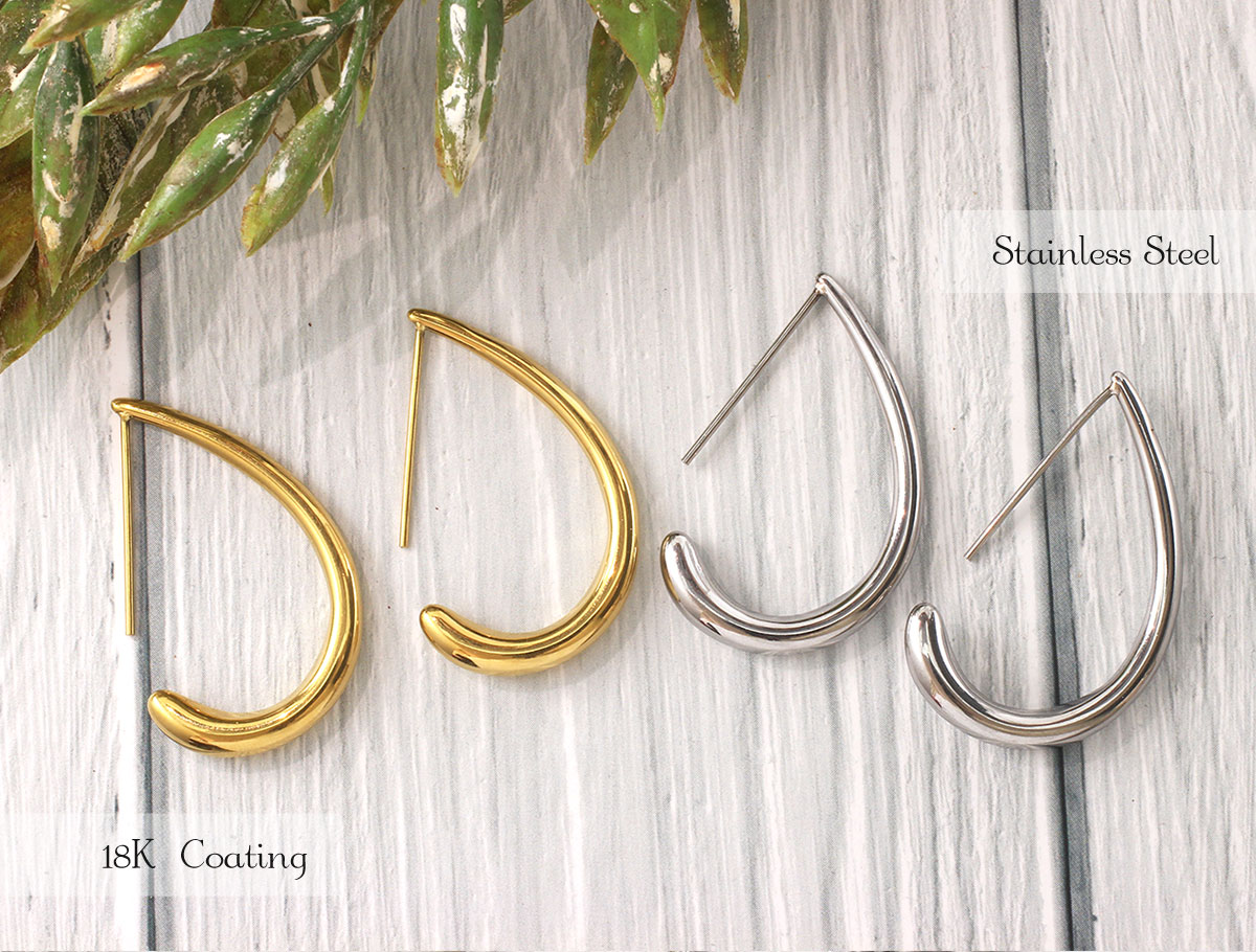 ROQUE (2個SET)ピアス ドロップ ステンレス フックピアス 18K
