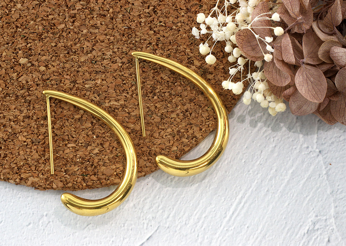 ROQUE（ロキ） (2個SET)ピアス ドロップ ステンレス フックピアス 18K
