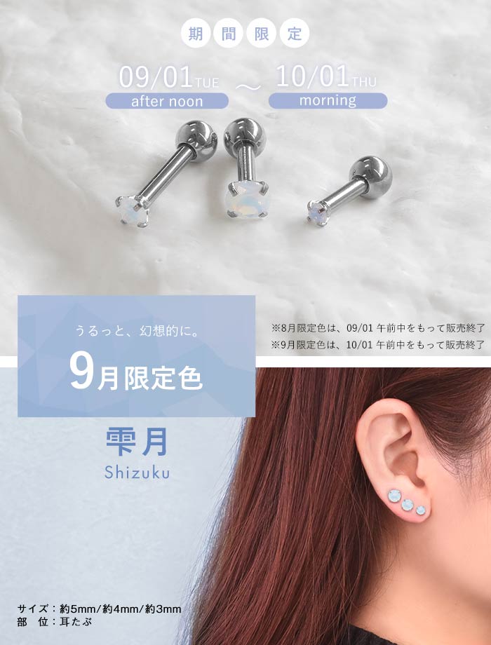 ROQUE（ロキ） 軟骨ピアス オール サージカルステンレス PVD 立爪CZ