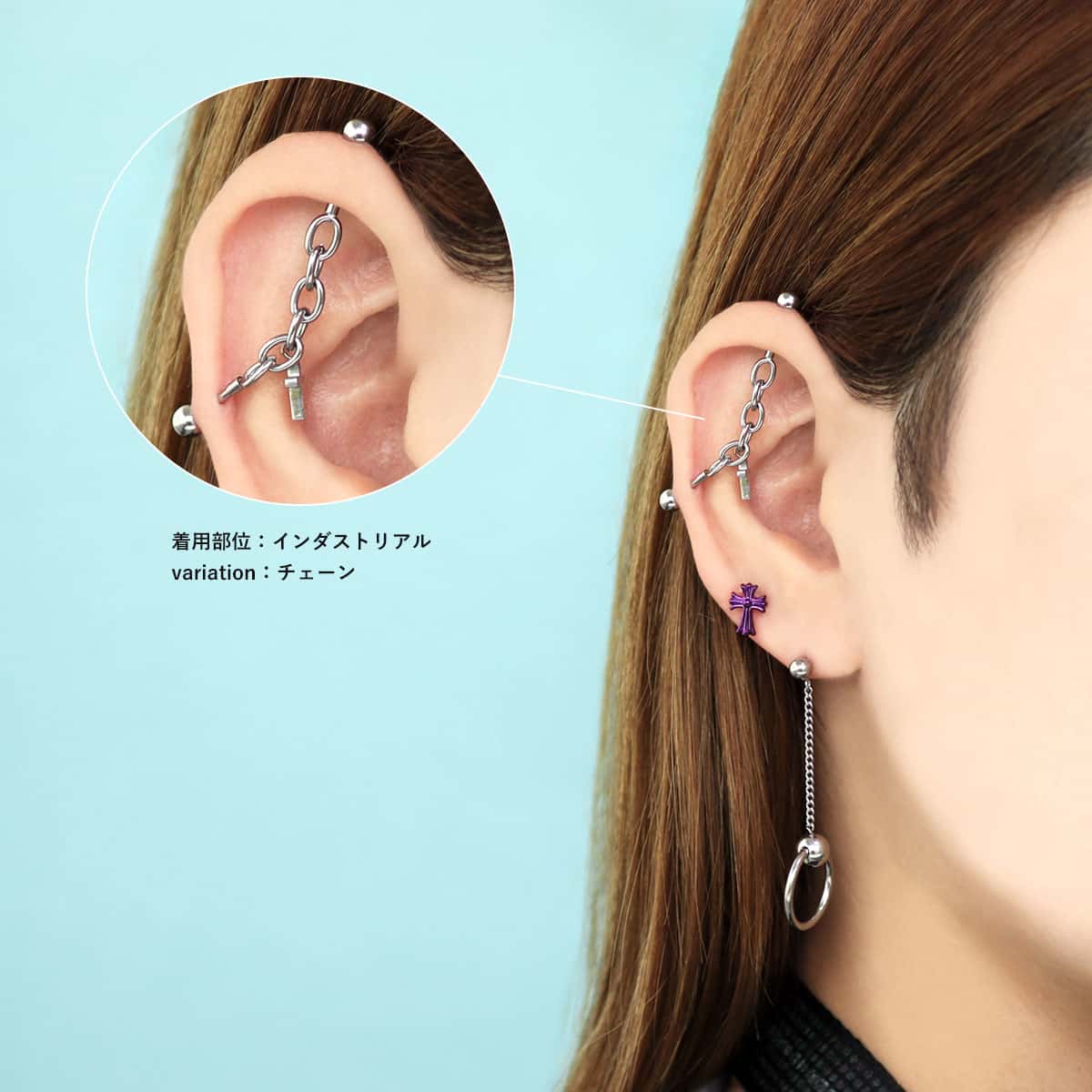 ROQUE（ロキ） ボディピアス 16G ミニ クロス チャーム