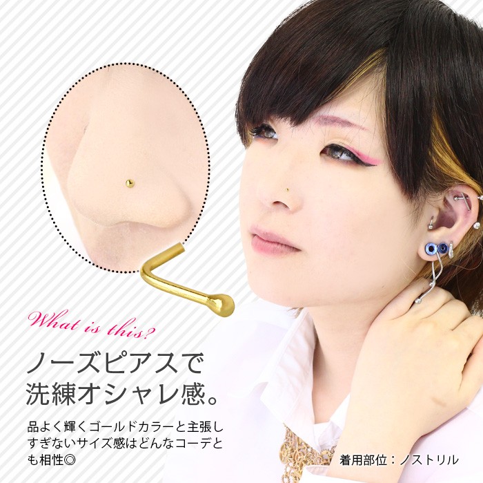 ROQUE（ロキ） 鼻ピアス 20G ボディピアス 18金コーティング シンプル
