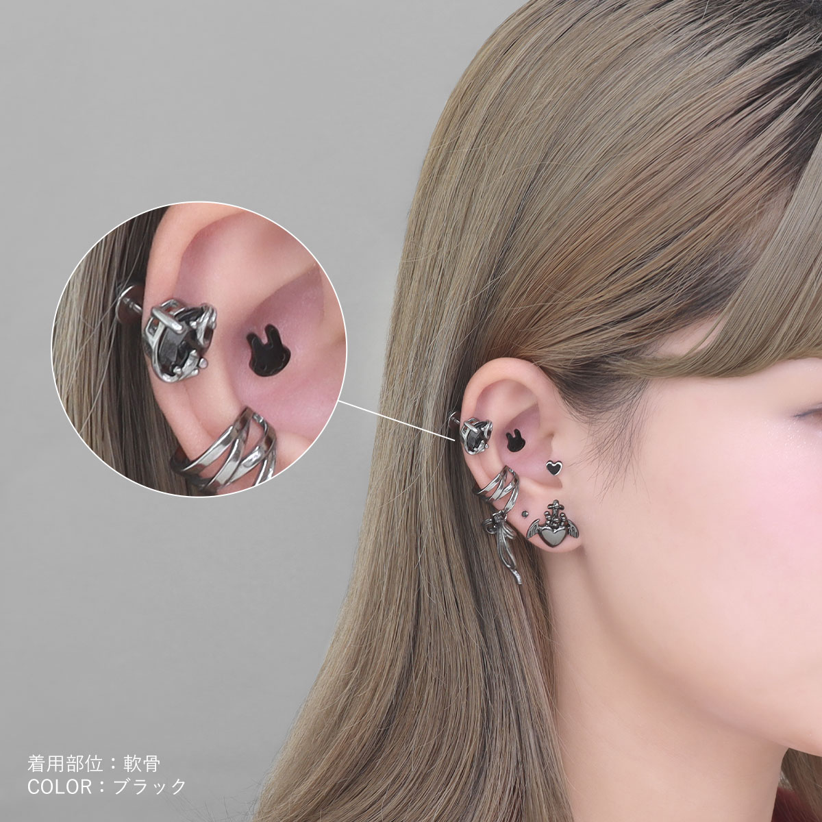 ROQUE ボディピアス 16G クール ジュエル シルバー アンプラグ