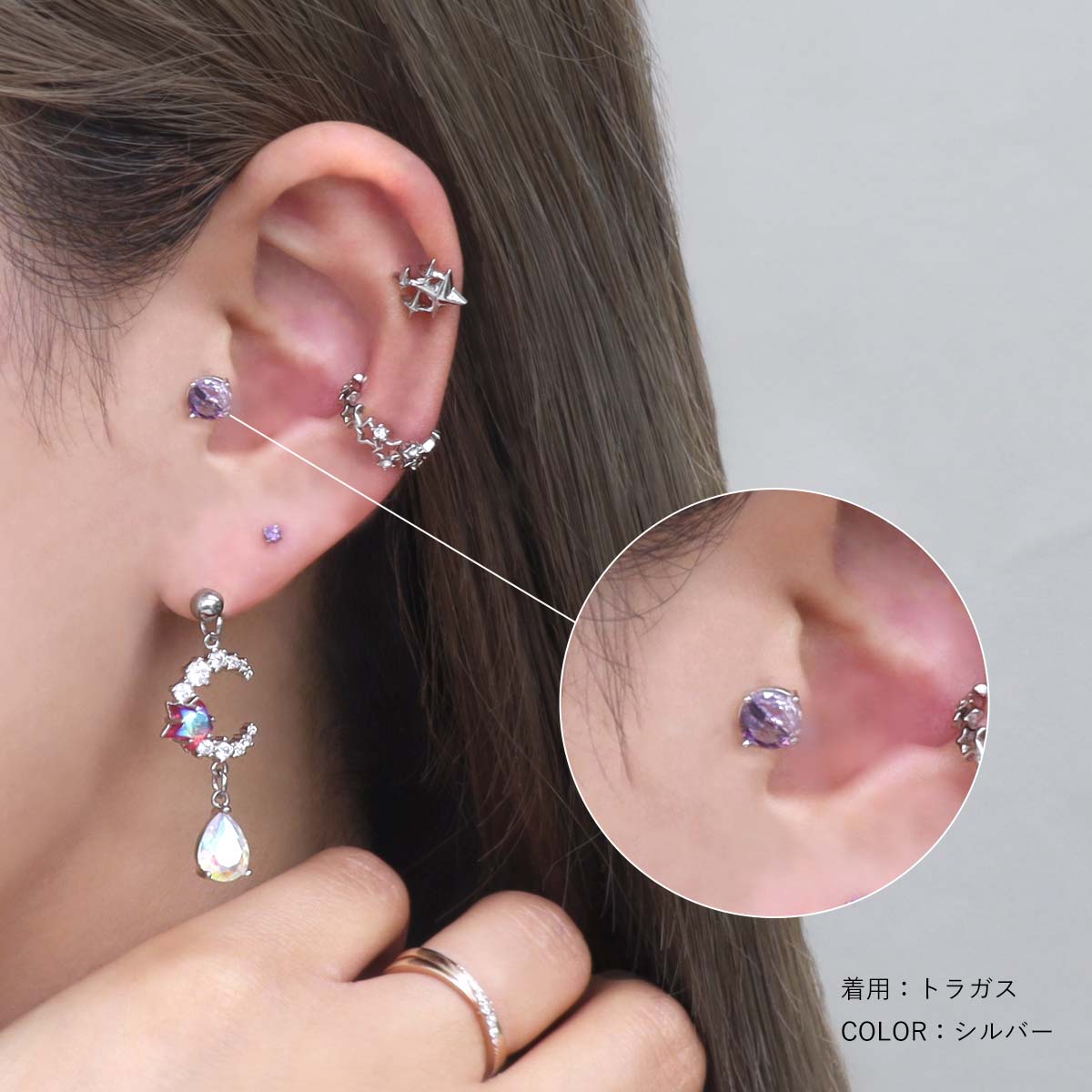 ROQUE ボディピアス 16G 卍モチーフ ストレートバーベル(1個売り