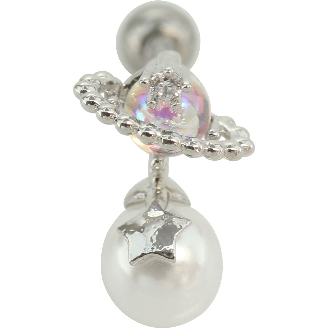 ROQUE（ロキ） ボディピアス 16G 惑星モチーフ パール ストレート