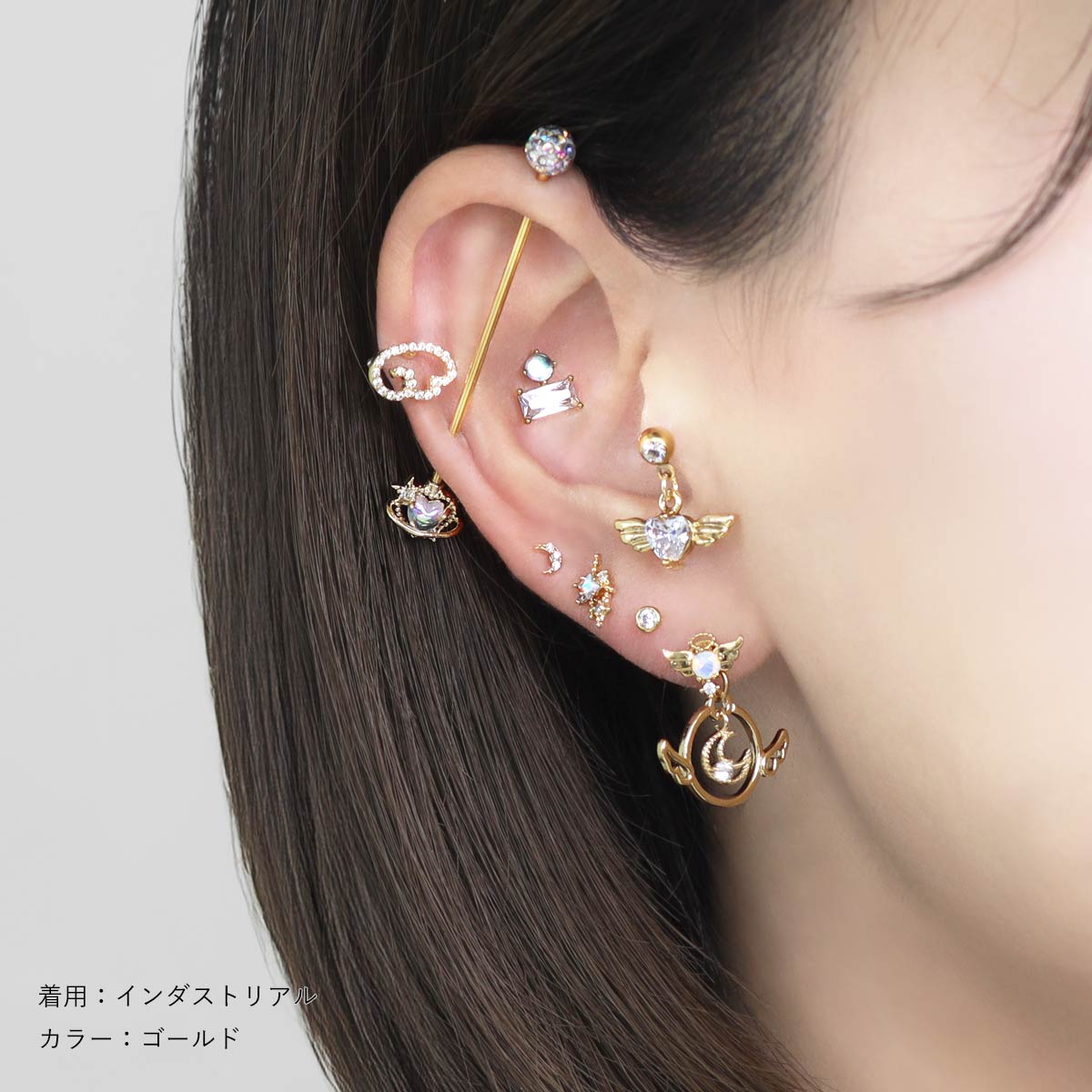 ROQUE(ロキ) ボディピアス 16G オーロラ ハート プラネット ROQUE(ロキ) ボディピアス 16G オーロラ ハート プラネット