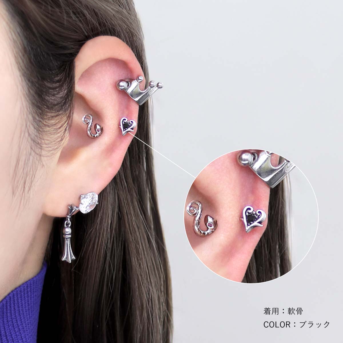 ROQUE（ロキ） ボディピアス 16G ミニ ゴシック ハート ストレート