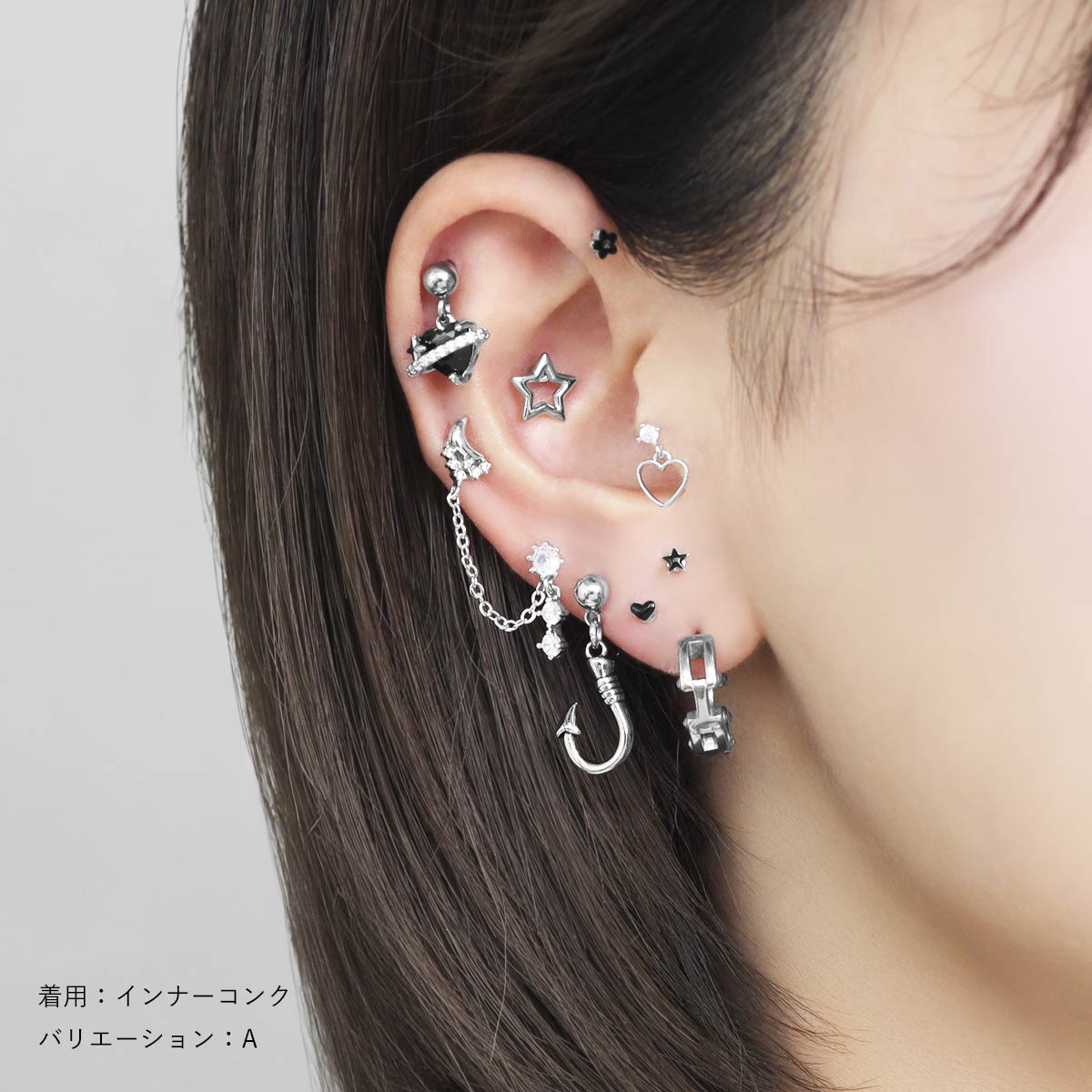 ROQUE（ロキ） ボディピアス 16G シンプル フレーム スター ストレート