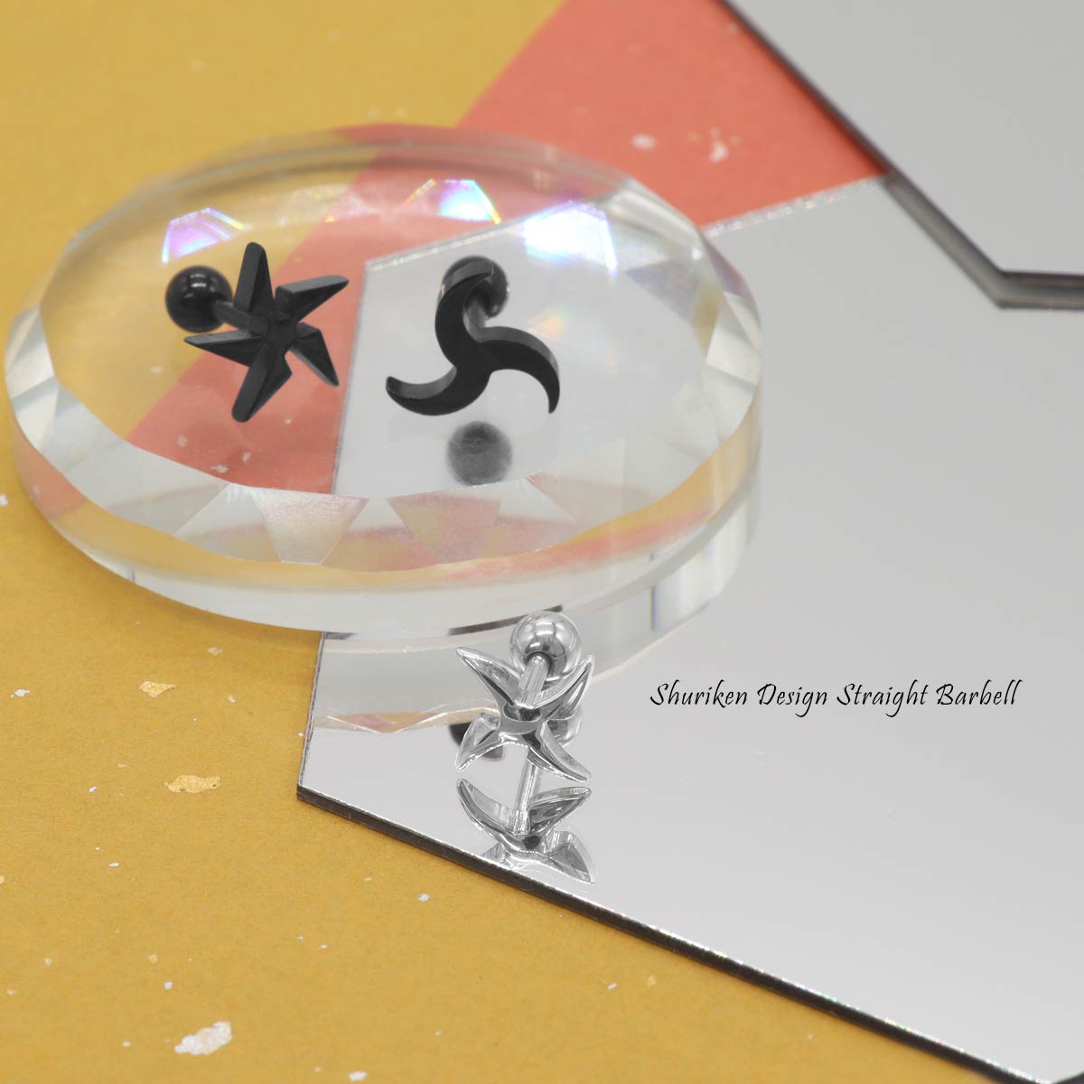 軟骨ピアス 軟骨用 耳たぶ 耳たぶ用 手裏剣 忍者 和風 日本 個性的 サージカルステンレス ユニセックス 日常使い お出かけ プレゼント ギフト